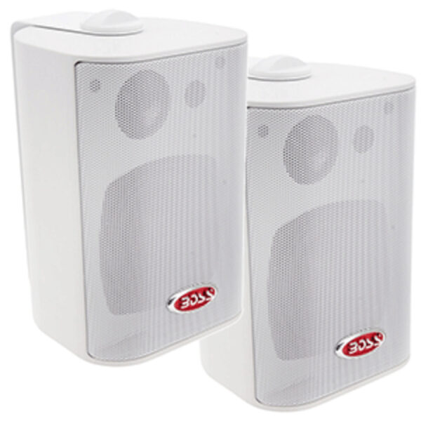 Boss Audio MR4.3W 4" 3-Way Marine Box Speakers (Pair) - 200W - White