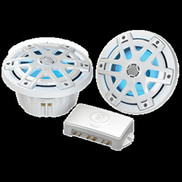 Poly-Planar MA-OC6 6.5" Round Waterproof Blue LED Lit Speaker - White