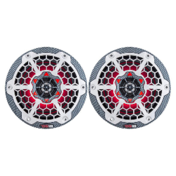 DS18 HYDRO 6.5" 2-Way Marine Speakers w/RGB LED Lights 375W - Black Carbon Fiber