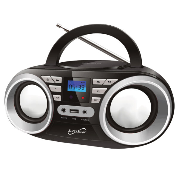 Supersonic Portable Audio System-Black MP3/CDPlayer in Black