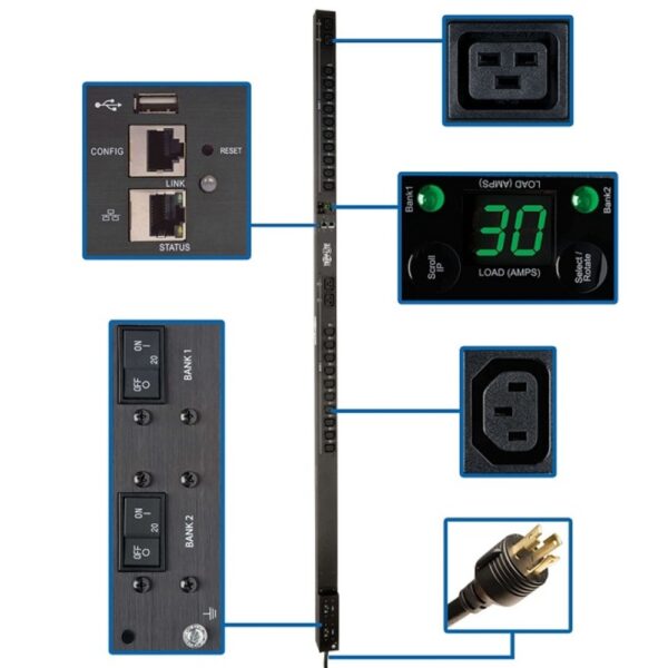 TrippLite Switched 5/5.8kW 30A 208/240V Single-Phase PDU PDUMV30HVNETLX