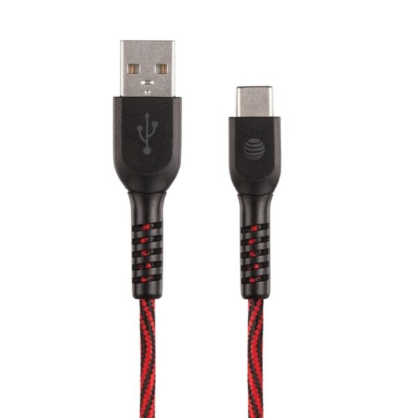 AT and T TCB04-RED 4-Foot Charge and Sync USB to Type-C Cable (Red)