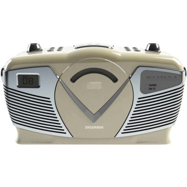 SYLVANIA SRCD212-CREAM Retro-Style Portable CD Radio Boom Box (Creme)