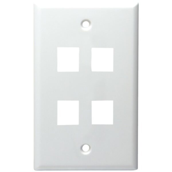DataComm Electronics 20-3004-WH 4-Port Standard Size Keystone Wall Plate (White)