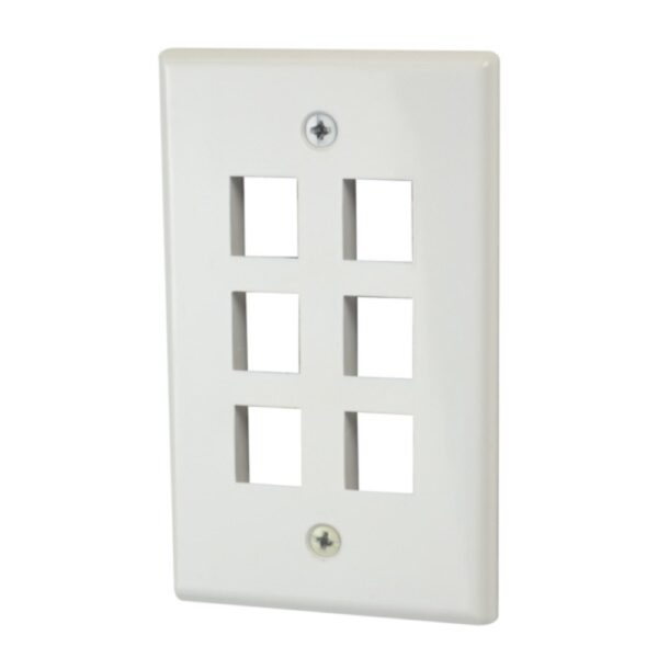 DataComm Electronics 20-3006-WH 6-Port Standard Size Keystone Wall Plate (White)