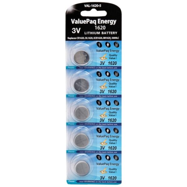 Dantona VAL-1620-5 ValuePaq Energy 1620 Lithium Coin Cell Batteries, 5 pk