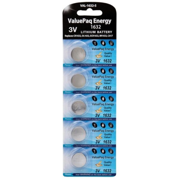 Dantona VAL-1632-5 ValuePaq Energy 1632 Lithium Coin Cell Batteries, 5 pk