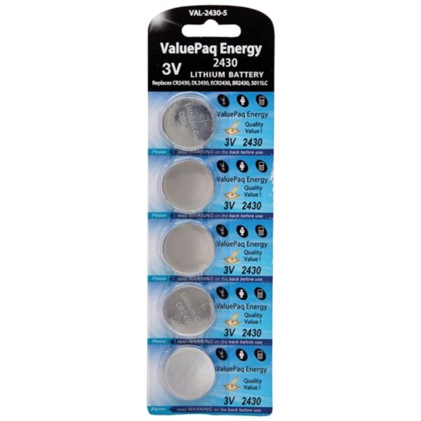 Dantona VAL-2430-5 ValuePaq Energy 2430 Lithium Coin Cell Batteries, 5 pk