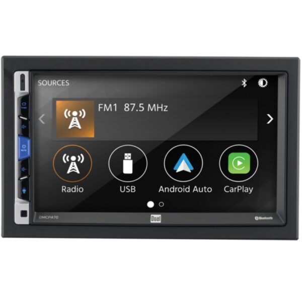 Dual DMCPA70 7-Inch Double-DIN In-Dash Mechless Receiver with Bluetooth, Apple CarPlay, and Android Auto