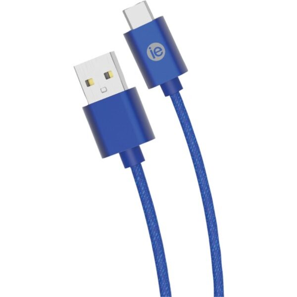 iEssentials IEN-BC10C-BL Charge and Sync Braided USB-C to USB-A Cable, 10ft (Blue)