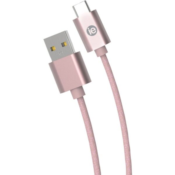 iEssentials IEN-BC10C-RGLD Charge and Sync Braided USB-C to USB-A Cable, 10ft (Rose Gold)