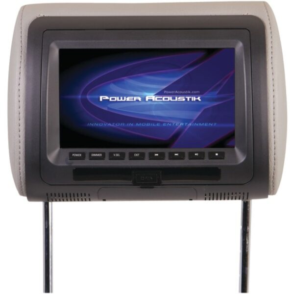 Power Acoustik HDVD-71CC 7" LCD Universal Headrest Monitor with DVD, IR and FM Transmitters and 3 Interchangeable Skins