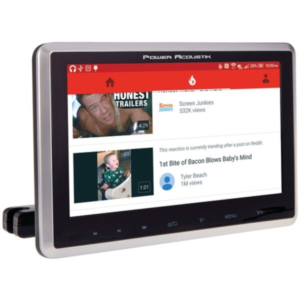 Power Acoustik PHD-101 10.3" Universal Headrest Monitor with DVD Player, IR and FM Transmitters and Android PhoneLink