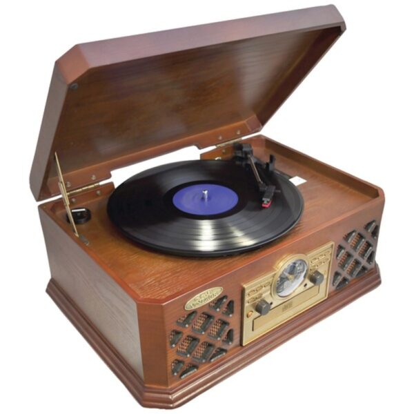 Pyle Home PTCD4BT Retro Style Turntable with Bluetooth CD Player and Cassette Deck