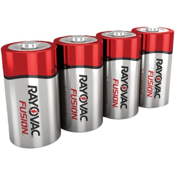 RAYOVAC 813-4TFUSJ FUSION Long-Lasting Alkaline Batteries (D, 4 pk)