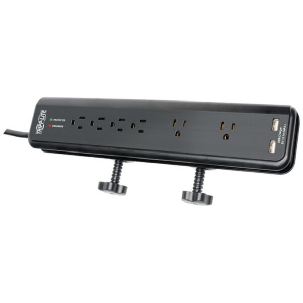 Tripp Lite TLP606DMUSB 6-Outlet Surge Protector with Clamps and 2 USB Ports