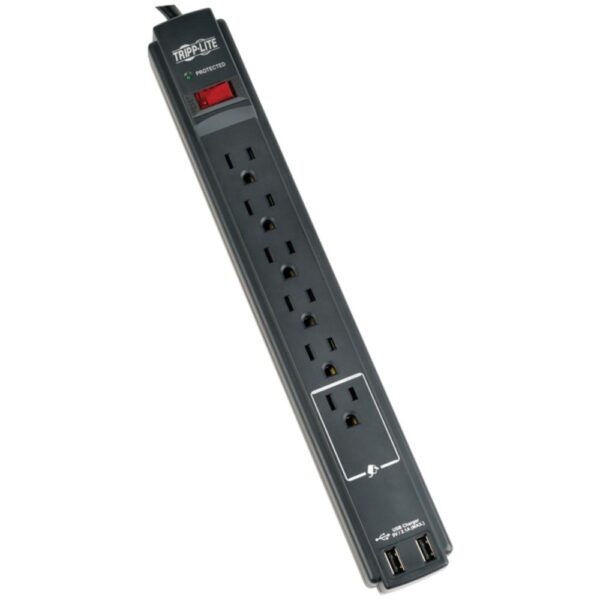 Tripp Lite TLP606USBB Protect It! 6-Outlet Surge Protector with 2 USB Ports, 6ft Cord