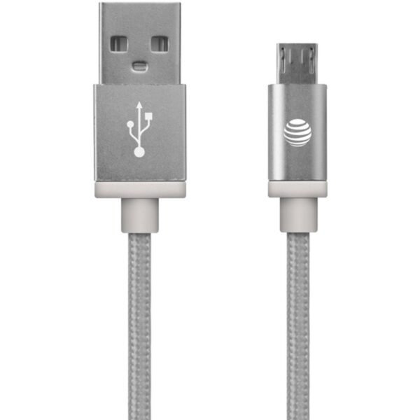 AT and T MC05-SLV Charge and Sync Braided USB to Micro USB Cable, 5ft (Silver)