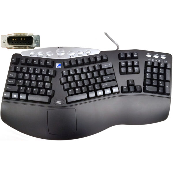 Adesso 124-154977-001 Tru-Form Media Ergonomic Keyboard - 113 Key Layout - Power Magnet Keys - 63-inch Cable Length - API Security Rated - Tempest 4 Pin Interface