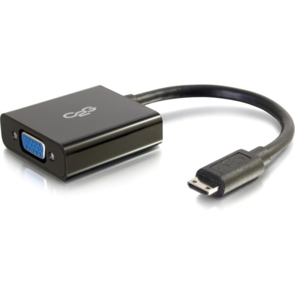 C2G 8in Mini HDMI to VGA Adapter - Mini HDMI Adapter - Male to Female Black - HDMI/VGA for Video Device, Notebook, Monitor - 8 - 1 x HDMI (Mini Type C) Male Digital Audio/Video - 1 x HD-15 Female VGA - Shielding - Black