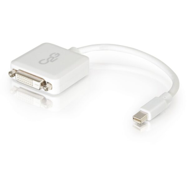 C2G 8in Mini DisplayPort to DVI Adapter-Single Link DVI-D-Thunderbolt to DVI Converter-M/F White - DVI/Mini DisplayPort for Notebook, Tablet, Monitor, Video Device - 8 - 1 x Mini DisplayPort Male Thunderbolt - 1 x DVI-D (Single-Link) Female Digital Video