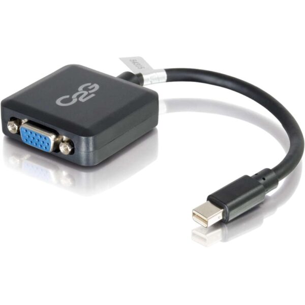 C2G 8in Mini DisplayPort to VGA Adapter-Thunderbolt to VGA Converter-M/F Black - Mini DisplayPort/VGA for Notebook, Tablet, Monitor, Video Device - 8 - 1 x Mini DisplayPort Male Thunderbolt - 1 x HD-15 Female VGA - Black