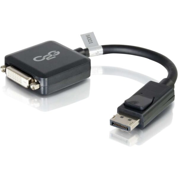 C2G DisplayPort to DVI-D Adapter - Adapter Converter - M/F - DisplayPort/DVI-D for Notebook, Tablet, Monitor, Video Device - 8 - 1 x DisplayPort Male Digital Audio/Video - 1 x DVI-D (Single-Link) Female Digital Video - Black