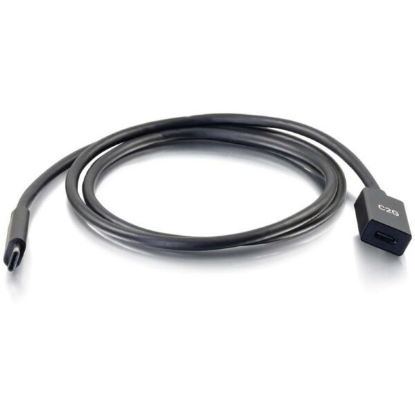 C2G 3ft USB C Extension Cable - 10G 3A - M/F - 3 ft USB Data Transfer Cable for Notebook, Smartphone, Tablet - First End: 1 x Type C Male USB - Second End: 1 x Type C Female USB - 10 Gbit/s - Extension Cable - Gold-flash, Nickel Plated Contact - 32 AWG -