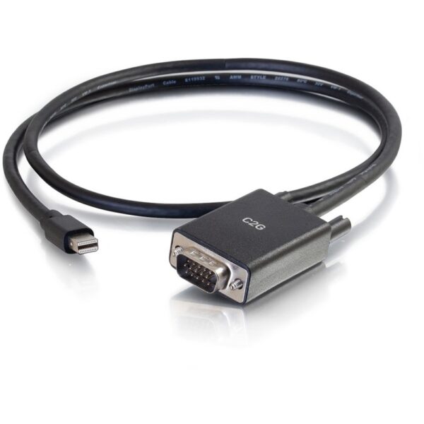 C2G 3ft Mini DisplayPort to VGA Adapter Cable Black - 3 ft Mini DisplayPort/VGA Video Cable for Video Device, PC, MAC, Projector - First End: 1 x Mini DisplayPort Male Digital Video - Second End: 1 x 15-pin HD-15 Male VGA - Supports up to 1920 x 1200 - Bl
