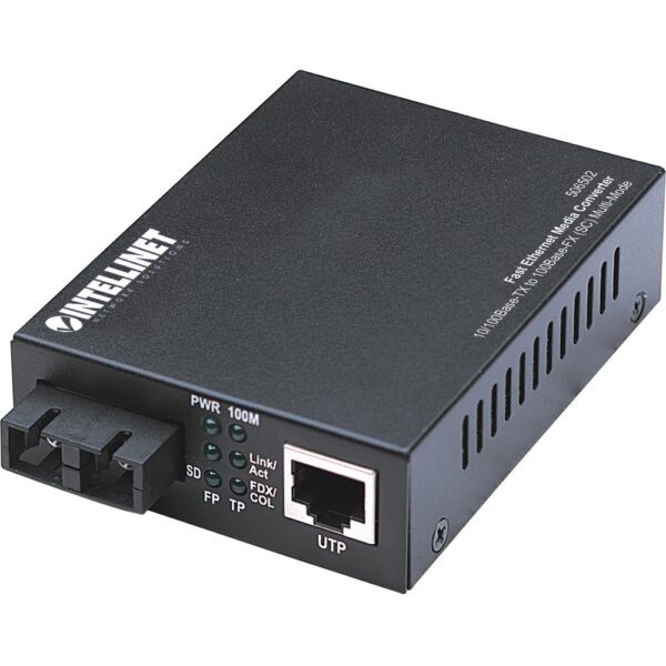 Intellinet Network Solutions Fast Ethernet RJ45 to SC, Multi-Mode, 1.24 miles (2 km) Media Converter - 10/100Base-TX to 100Base-FX