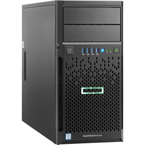 HPE ProLiant ML30 G9 4U Tower Server - 1 x Xeon E3-1220 v6 - 8 GB RAM HDD SSD - Serial ATA/600 Controller - 1 Processor Support - 64 GB RAM Support - 0, 1, 5, 10 RAID Levels - Matrox G200 Graphic Card - Gigabit Ethernet - 4 x LFF - Quad-core (4 Core)