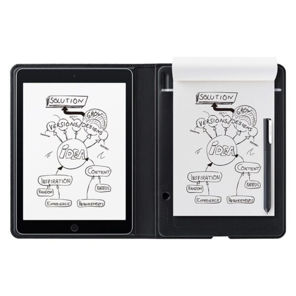 Wacom Bamboo Folio Smartpad - Wireless - Bluetooth - Ballpoint Pen - Smart Paper - A5 - 5.51 x 8.50 Sheet - USB Port - Dark Gray - Android, PC, Apple iOS