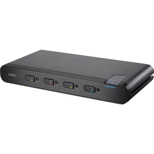 Belkin Advanced Secure Ultra High Def KVM Switch; 4-Port Plus - 4 Computer(s) - 1 Local User(s) - 3840 x 2160 - 2 x PS/2 Port - 11 x USB - Desktop, Wall Mountable, Under Table - 5 x DisplayPort