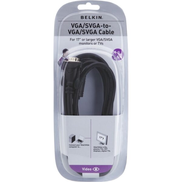 Belkin PRO Series High-Integrity VGA/SVGA Monitor Replacement Cable - 3 ft VGA Video Cable for Monitor - First End: 1 x HD-15 Male VGA - Second End: 1 x HD-15 Male VGA - Shielding - Gold Plated Contact - Black - TAA Compliant