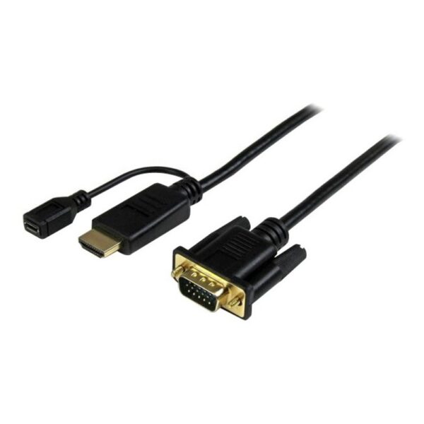 StarTech.com 10 ft HDMI to VGA active converter cable - HDMI to VGA Adapter - 1920x1200 or 1080p - 10 ft HDMI/VGA Video Cable for Video Device, Monitor, Projector - First End: 1 x HDMI Male Digital Audio/Video, First End: 1 x Type B Female Micro USB - Sec
