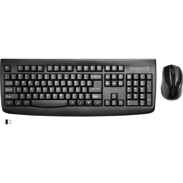 Kensington Keyboard for Life Wireless Desktop Set - USB Wireless RF Black - USB Wireless RF Optical - 1200 dpi - Scroll Wheel - QWERTY - Black - Symmetrical - AA, AAA - Compatible with Windows
