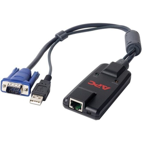 APC by Schneider Electric KVM Cable - KVM Cable for Keyboard/Mouse, Monitor, KVM Switch - First End: 1 x HD-15 Male VGA, First End: 1 x Type A Male USB - Second End: 1 x RJ-45 Female Network - Black