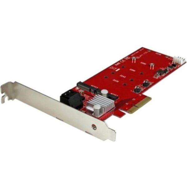 StarTech.com 2x M.2 NGFF SSD RAID Controller Card plus 2x SATA III Ports - PCIe - Two Slot PCI Express M.2 RAID Card plus Two SATA Ports - Serial ATA/600 - PCI Express 2.0 x4 - Plug-in Card - RAID Supported - 0, 1, 10, 1+0, JBOD RAID Level - 2 Total SATA