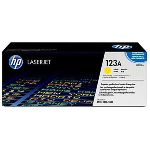 HP Q3972A 123A Original Toner Cartridge for Color LaserJet 2550, 2820, 2840 Series Printer - 2000 Pages - Yellow