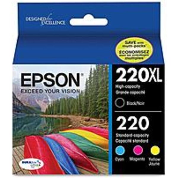 Epson T220XL-BCS DuraBrite 220/220XL High-Capacity Ink Cartridge - 4-Pack - Cyan, Magenta, Yellow, Black