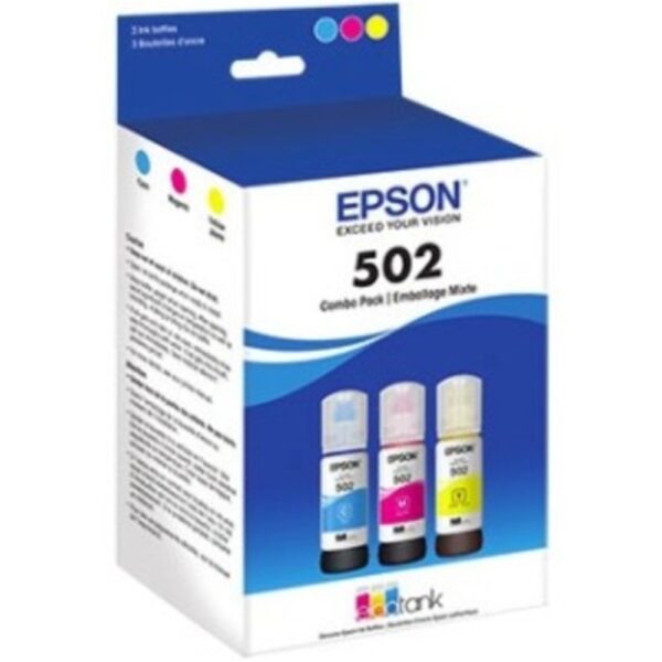 Epson T502, Multi-Color Ink Cartridges, C/M/Y 3-Pack - Inkjet - Cyan, Magenta, Yellow - 3 Pack