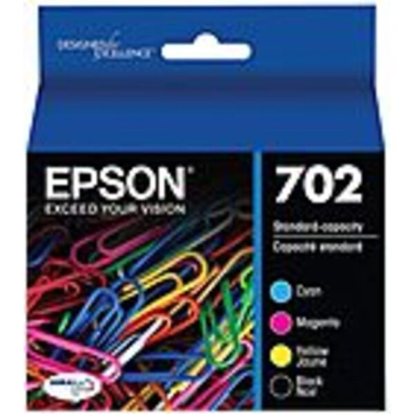 Epson DURABrite Ultra 702 Ink Cartridge - Black, Cyan, Magenta, Yellow - Inkjet - Standard Yield - 350 Pages Black, 300 Pages Cyan, 300 Pages Magenta, 300 Pages Yellow - 4 / Pack