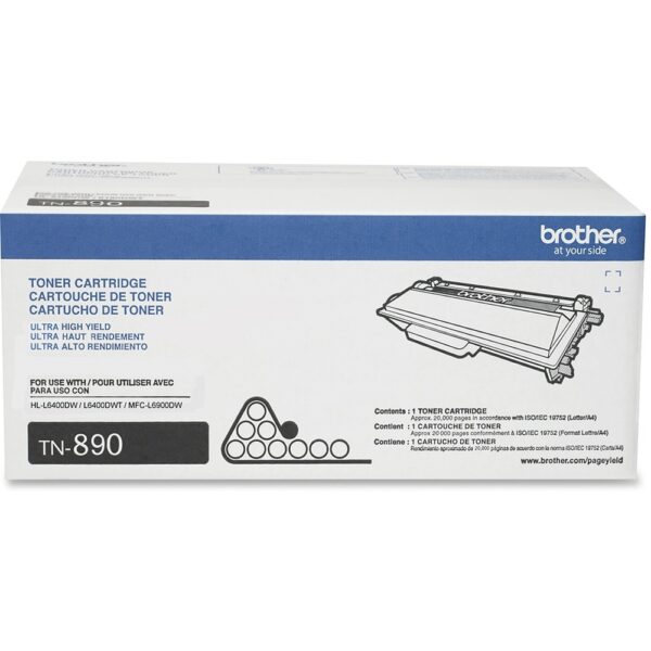Brother Genuine TN890 Ultra High Yield Mono Laser Toner Cartridge - Laser - Ultra High Yield - 20000 Pages - Black - 1 Each