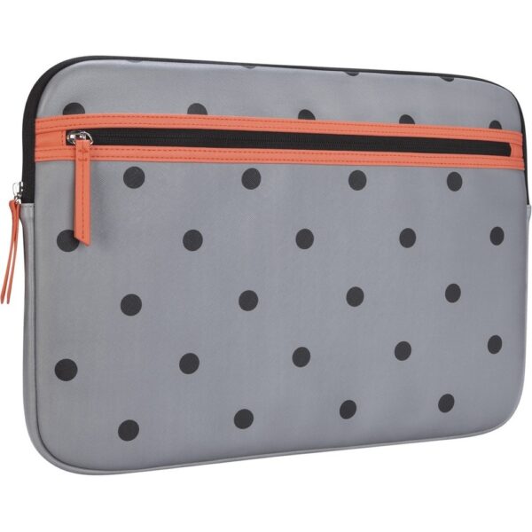 Targus Art TSS999GL Carrying Case (Sleeve) for 14 Notebook - Gray, Salmon - Scuff Resistant Interior, Scratch Resistant Interior, Fade Resistant, Stain Resistant - Foam, Leatherette Zipper Pull - Polka Dot - 10.2 Height x 13.4 Width x 0.8 Depth