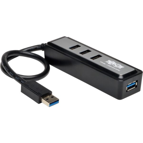 Tripp Lite Portable USB 3.0 SuperSpeed Mini Hub - 4-Port - USB - External - 4 USB 3.0 Port(s) with Built In Cable