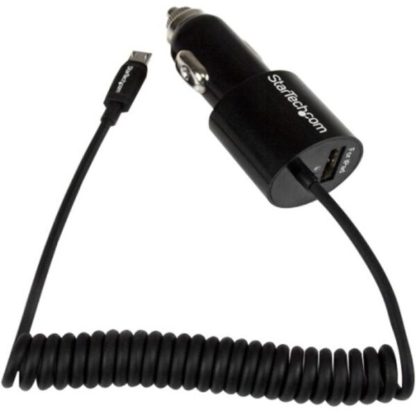 StarTech.com Black Dual Port Car Charger with Micro USB Cable and USB 2.0 Port - High Power (21 Watt / 4.2 Amp) - 12 V DC, 24 V DC Input - 5 V DC/4.20 A Output