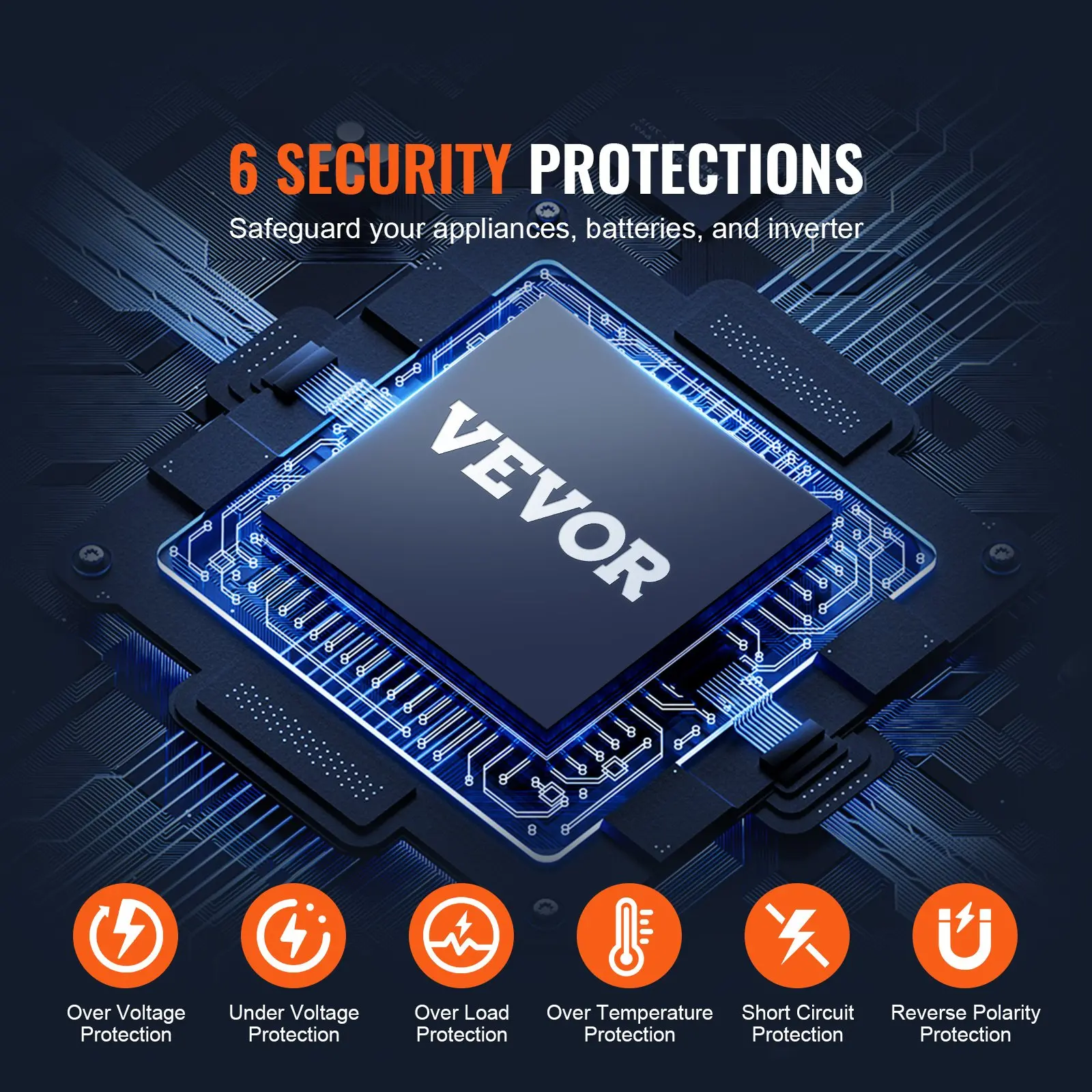 VEVOR Pure Sine Wave Inverter, 1000 Watt, DC 12V to AC 120V Power Inverter with 2 AC Outlets 2 USB Port 1 Type-C Port, Remote Control for Small Home Devices like Smartphone Laptop, CE FCC Certified - Image 24